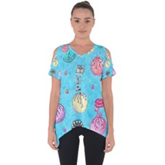 Flower Orbs  Cut Out Side Drop Tee by okhismakingart