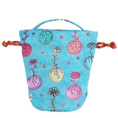 Flower Orbs  Drawstring Bucket Bag by okhismakingart