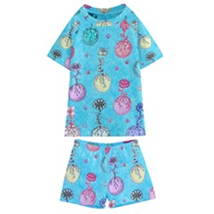 Flower Orbs  Kids  Swim Tee And Shorts Set by okhismakingart