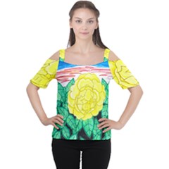 Sunset Rose Watercolor Cutout Shoulder Tee