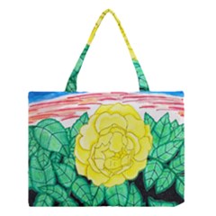 Sunset Rose Watercolor Medium Tote Bag by okhismakingart