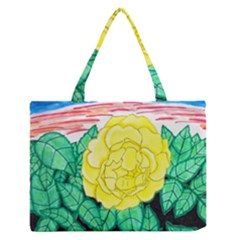 Sunset Rose Watercolor Zipper Medium Tote Bag by okhismakingart