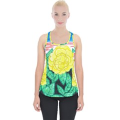 Sunset Rose Watercolor Piece Up Tank Top by okhismakingart