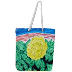 Sunset Rose Watercolor Full Print Rope Handle Tote (large) by okhismakingart