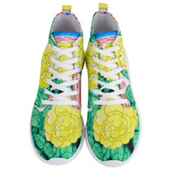 Sunset Rose Watercolor Men s Lightweight High Top Sneakers by okhismakingart