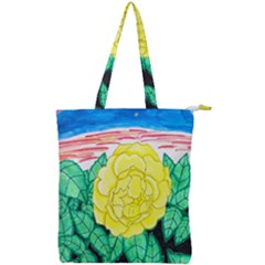 Sunset Rose Watercolor Double Zip Up Tote Bag by okhismakingart