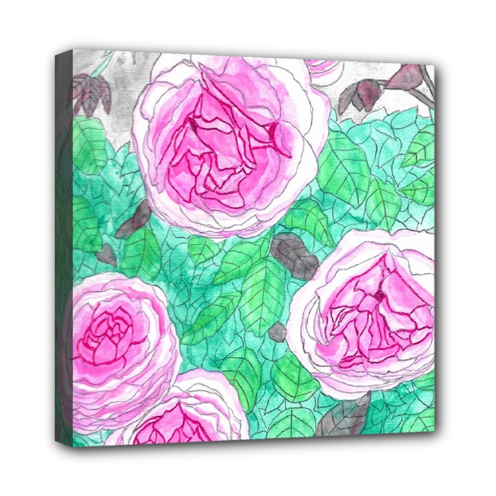 Roses with Gray Skies Mini Canvas 8  x 8  (Stretched)