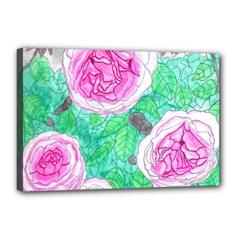 Roses With Gray Skies Canvas 18  X 12  (stretched) by okhismakingart