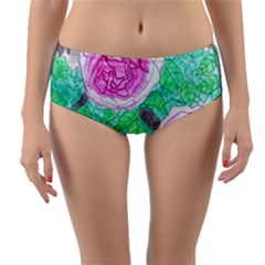 Roses With Gray Skies Reversible Mid-waist Bikini Bottoms by okhismakingart