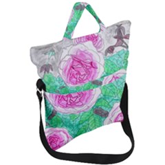 Roses With Gray Skies Fold Over Handle Tote Bag by okhismakingart