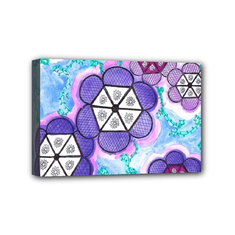 Hexagonal Flowers Mini Canvas 6  X 4  (stretched) by okhismakingart