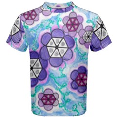 Hexagonal Flowers Men s Cotton Tee by okhismakingart