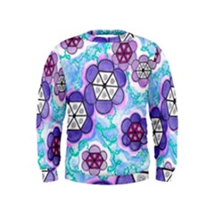 Hexagonal Flowers Kids  Sweatshirt by okhismakingart