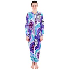 Hexagonal Flowers Onepiece Jumpsuit (ladies)  by okhismakingart