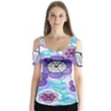 Hexagonal Flowers Butterfly Sleeve Cutout Tee  View1