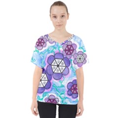 Hexagonal Flowers V-neck Dolman Drape Top by okhismakingart