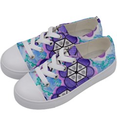 Hexagonal Flowers Kids  Low Top Canvas Sneakers by okhismakingart