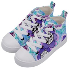 Hexagonal Flowers Kids  Mid-top Canvas Sneakers by okhismakingart