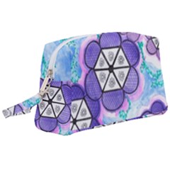 Hexagonal Flowers Wristlet Pouch Bag (large)