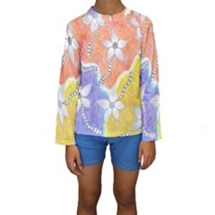 Tricolor Garden  Kids  Long Sleeve Swimwear by okhismakingart