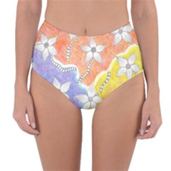 Tricolor Garden  Reversible High-waist Bikini Bottoms by okhismakingart