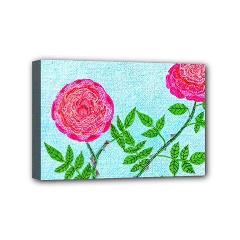 Roses And Seagulls Mini Canvas 6  X 4  (stretched) by okhismakingart