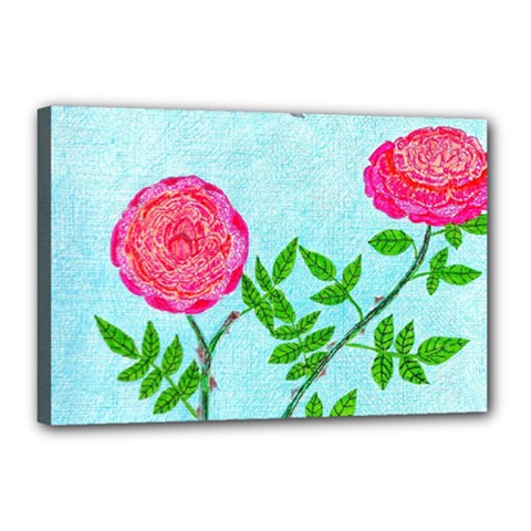 Roses And Seagulls Canvas 18  X 12  (stretched) by okhismakingart