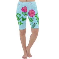 Roses And Seagulls Cropped Leggings  by okhismakingart