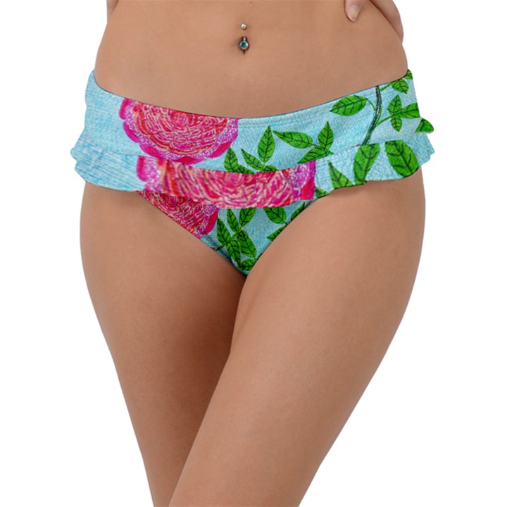 Roses and Seagulls Frill Bikini Bottom