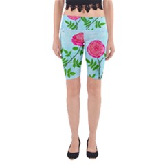 Roses And Seagulls Yoga Cropped Leggings by okhismakingart