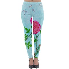 Roses And Seagulls Lightweight Velour Leggings by okhismakingart