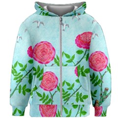 Roses And Seagulls Kids  Zipper Hoodie Without Drawstring