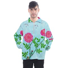 Roses And Seagulls Men s Half Zip Pullover