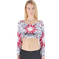 Flaming Sun Abstract Long Sleeve Crop Top by okhismakingart