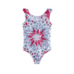 Flaming Sun Abstract Kids  Frill Swimsuit by okhismakingart