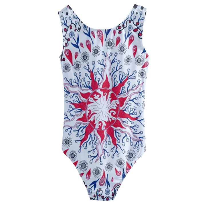 Flaming Sun Abstract Kids  Cut-Out Back One Piece Swimsuit