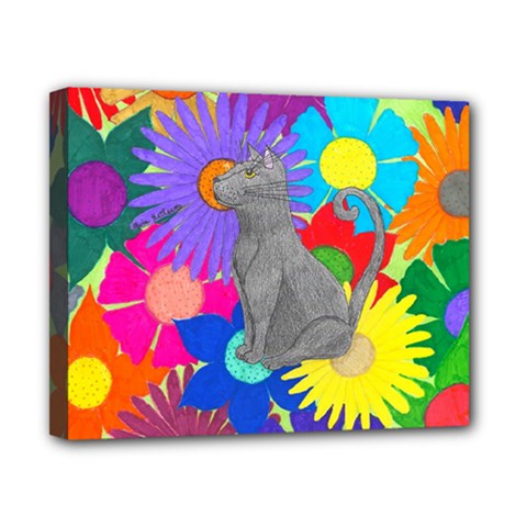 Floral Cat Canvas 10  X 8  (stretched) by okhismakingart