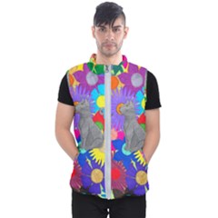 Floral Cat Men s Puffer Vest by okhismakingart