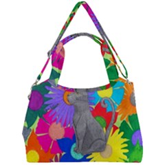 Floral Cat Double Compartment Shoulder Bag by okhismakingart