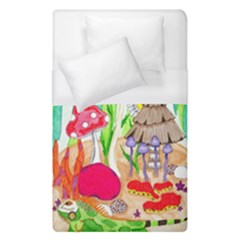 Iguana And Mushrooms Duvet Cover (single Size) by okhismakingart