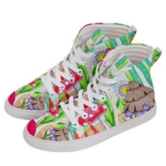 Iguana And Mushrooms Men s Hi-top Skate Sneakers by okhismakingart