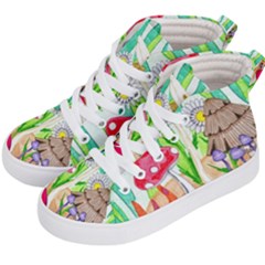 Iguana And Mushrooms Kids  Hi-top Skate Sneakers by okhismakingart