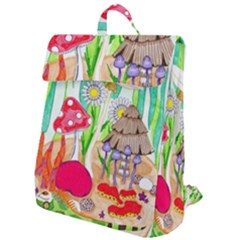 Iguana And Mushrooms Flap Top Backpack