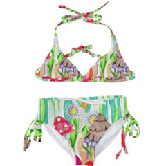 Iguana And Mushrooms Kids  Classic Bikini Set by okhismakingart