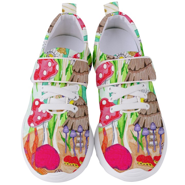 Iguana and Mushrooms Women s Velcro Strap Shoes