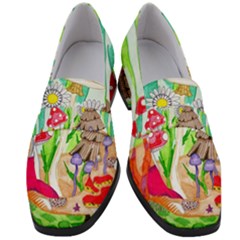 Iguana And Mushrooms Women s Chunky Heel Loafers by okhismakingart