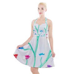 Cheerio Box Vine  Halter Party Swing Dress  by okhismakingart