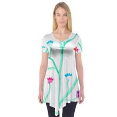 Cheerio Box Vine  Short Sleeve Tunic  by okhismakingart