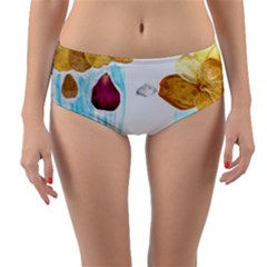 Rose Petal Shower Reversible Mid-waist Bikini Bottoms by okhismakingart