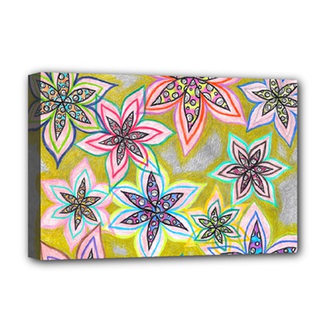 Bubble Flowers Deluxe Canvas 18  X 12  (stretched) by okhismakingart